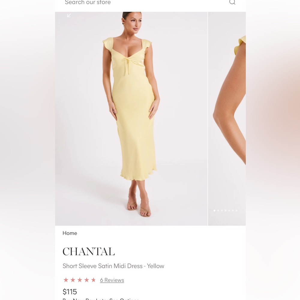 NWT yellow short sleeve midi dress size small